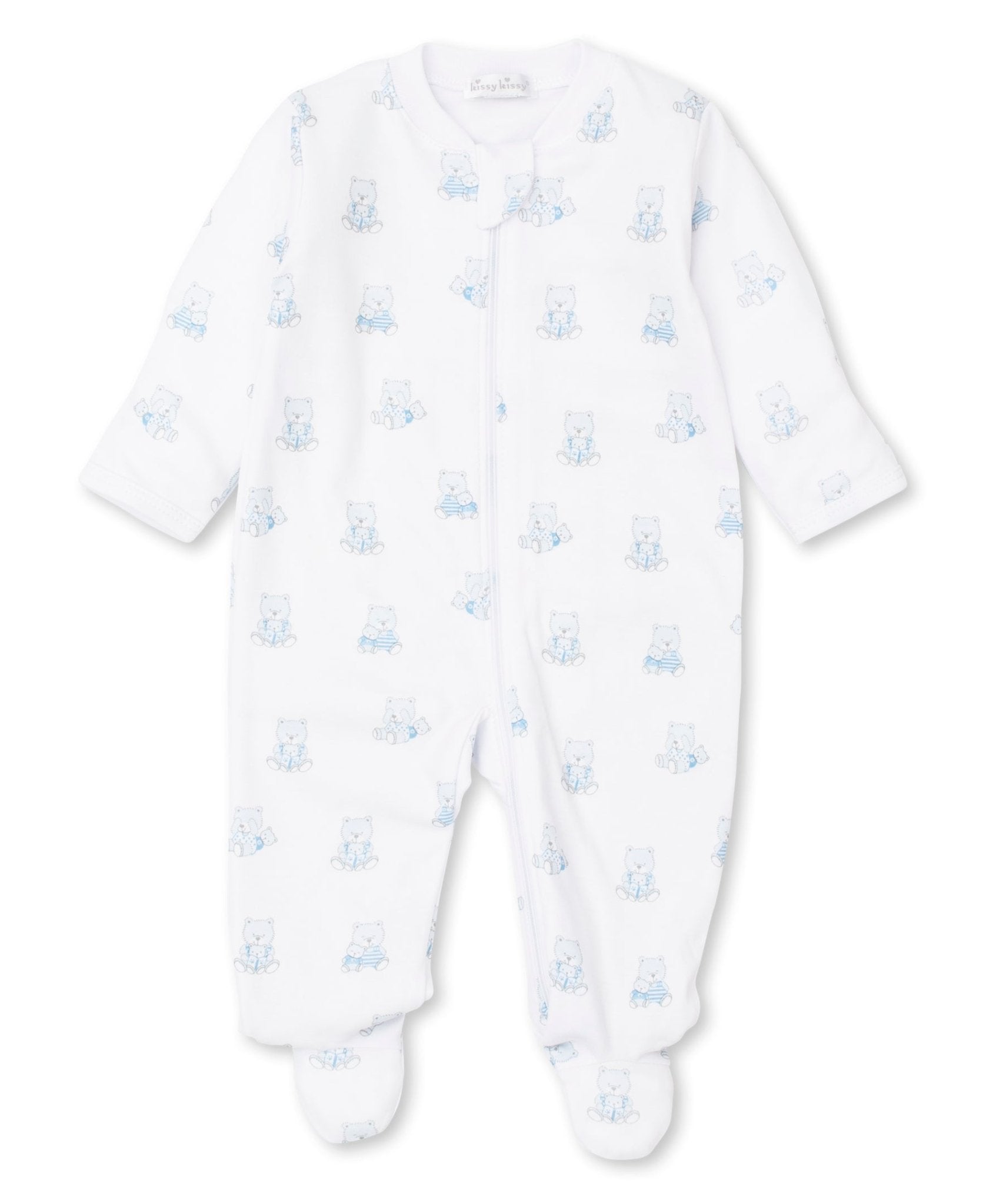 Bear Snuggles Blue Footie With Zipper
