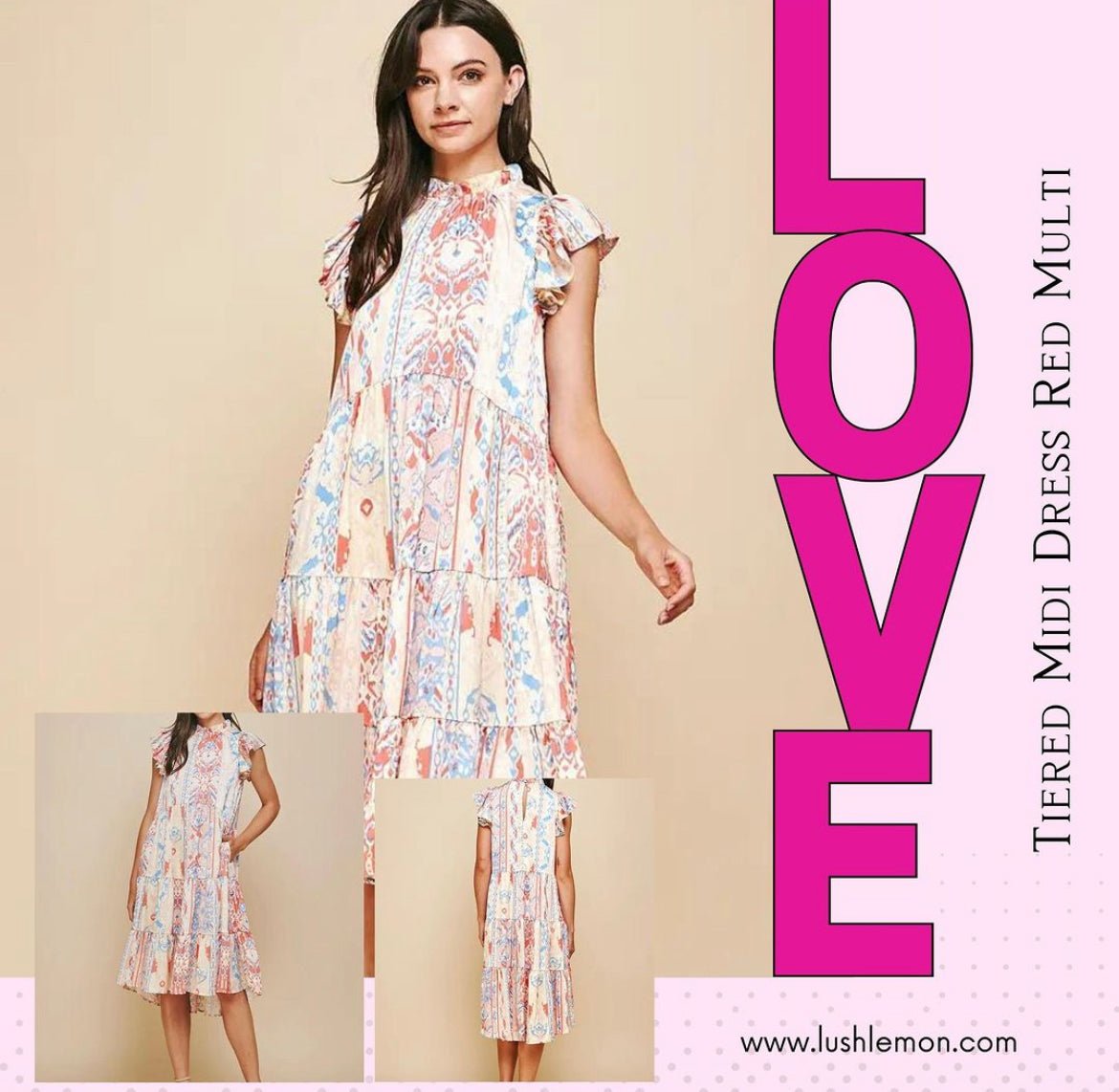 Discover the Elegance of the Tiered Midi Dress by Lush Lemon - Lush Lemon
