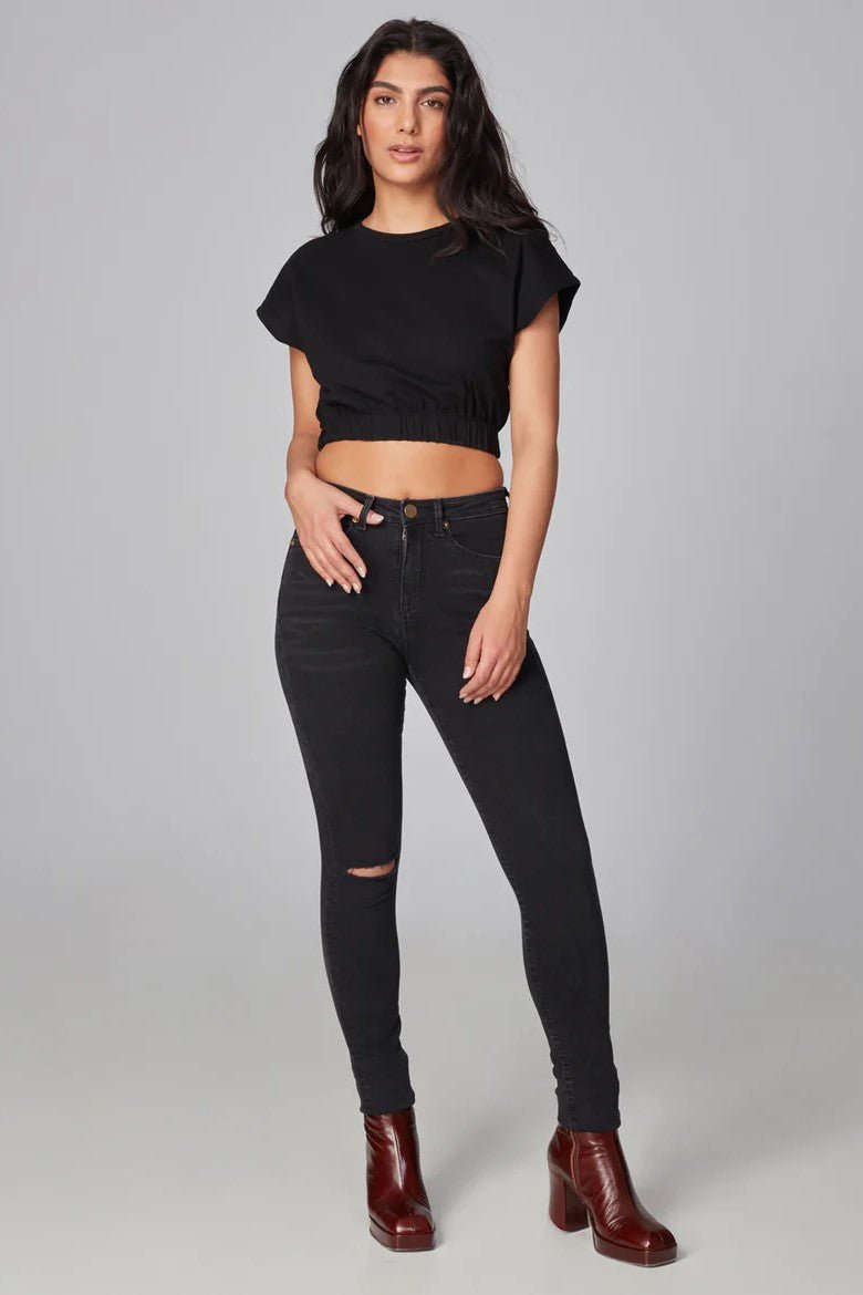 Alexa Black High Rise Skinny Jeans - Lush Lemon - Women's Clothing - Lola Jeans - 11042