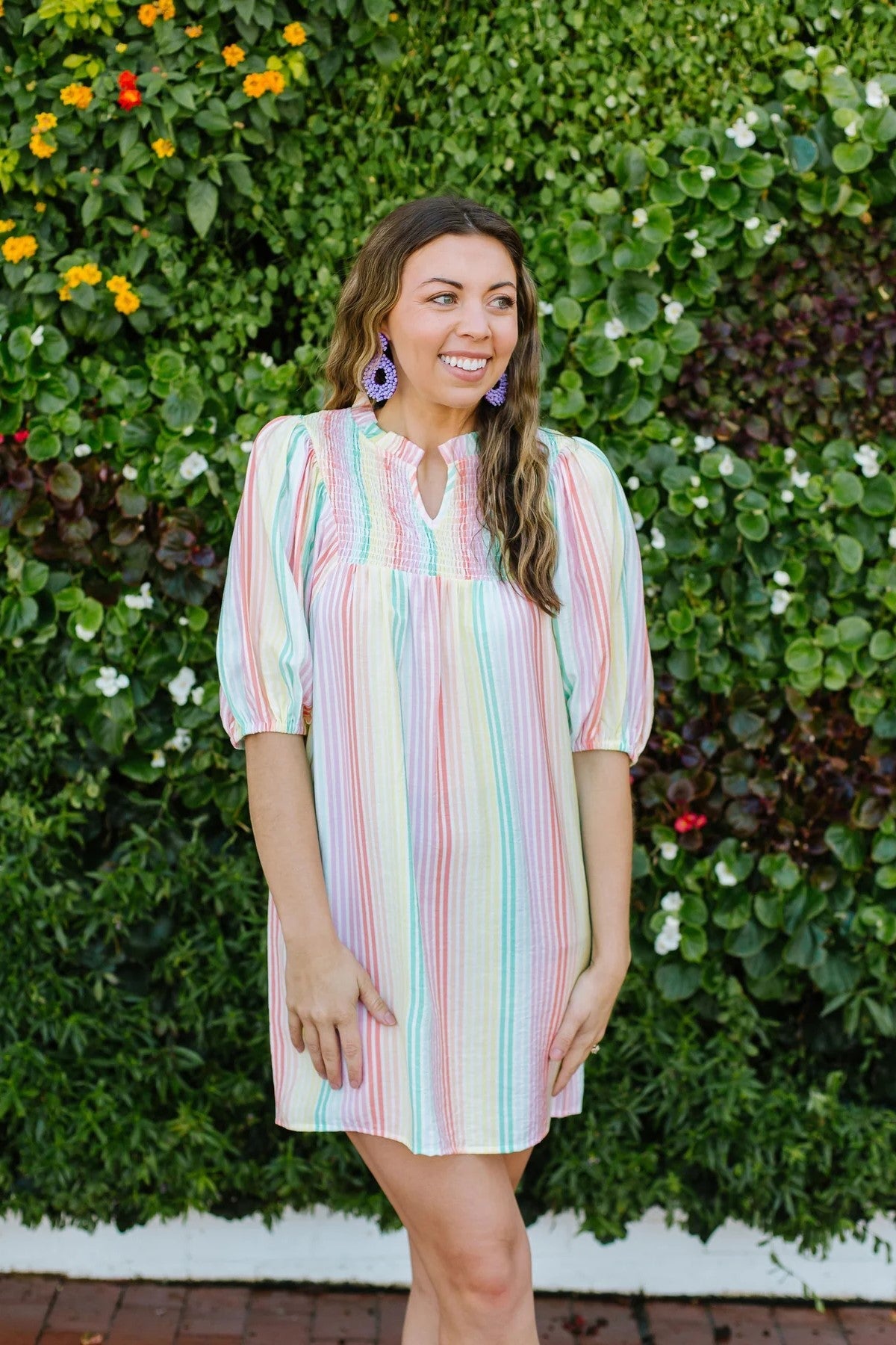 pastel striped dress Sunset Dream Pastel Stripe Open Back Twirl Dress