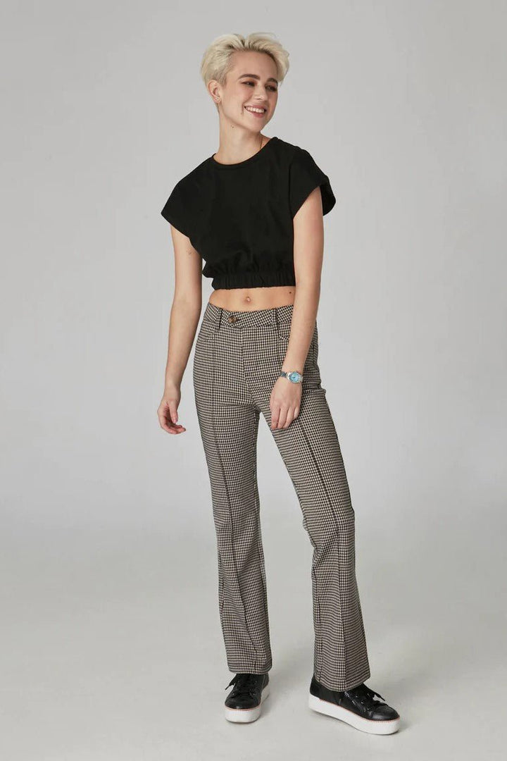 Azure High Rise Jacquard Pant - Lush Lemon - Women's Clothing - Lola Jeans - 10934