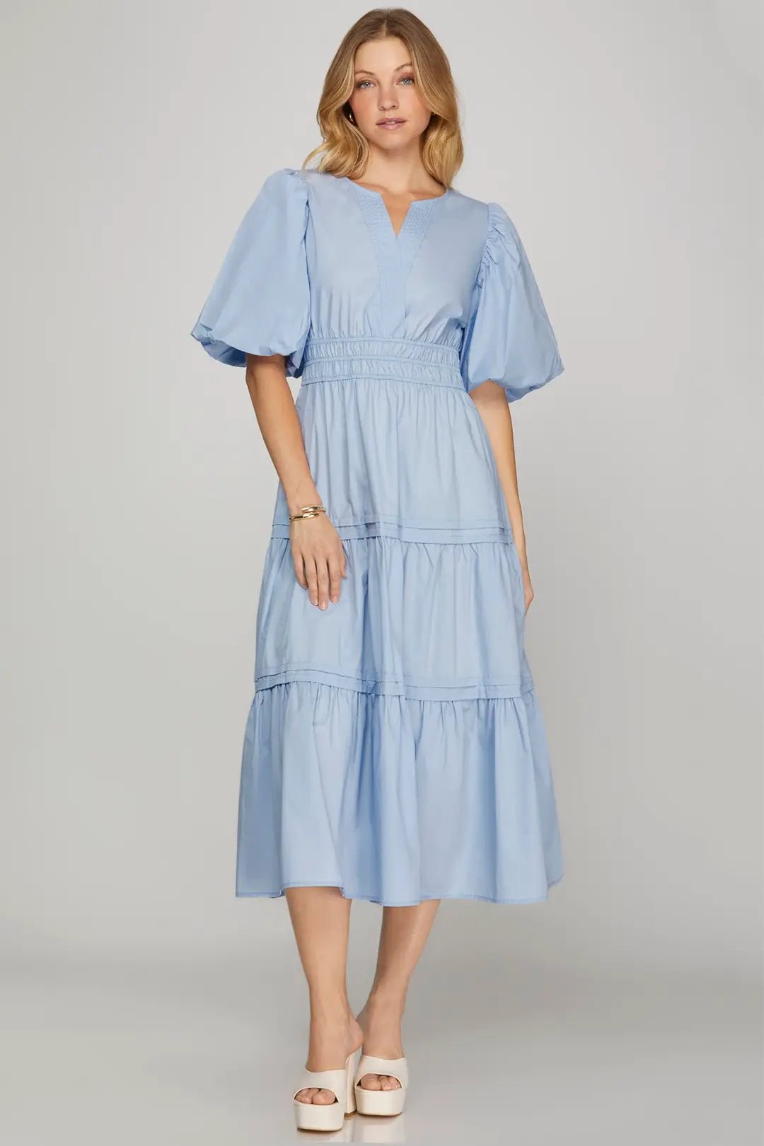 blue dress for baby girl Electric Blue Balloon Sleeve Adina Midi Dress main image 1