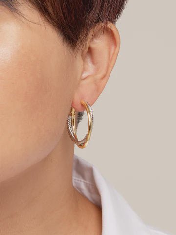 Brass Hoop Earring W/Twist Cable - Lush Lemon - Women's Accessories - Zenzii - 11634