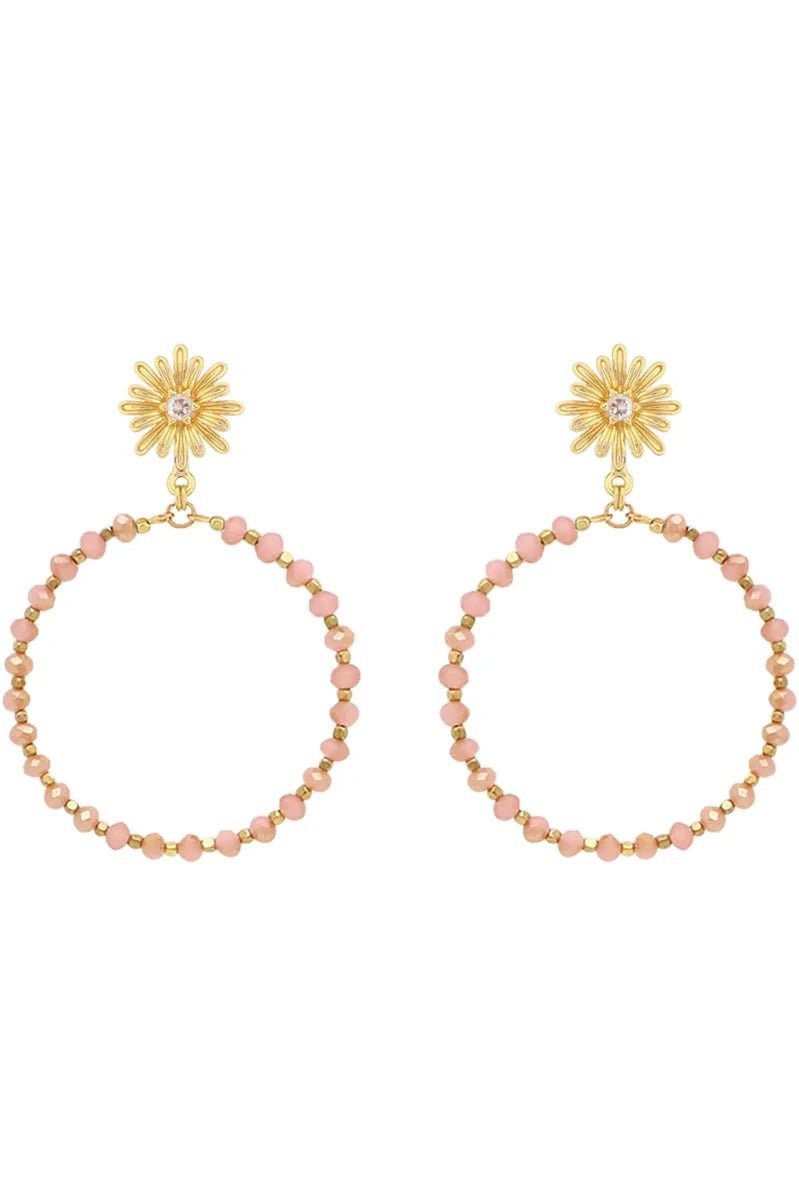 Crystal Beaded Circle Earrings - Lush Lemon - Women's Accessories - Whats Hot Jewelry - 44083901094493