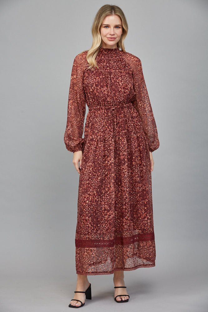 fate maxi dress Floral Lurex Chiffon Maxi Dress - Fate By LFD