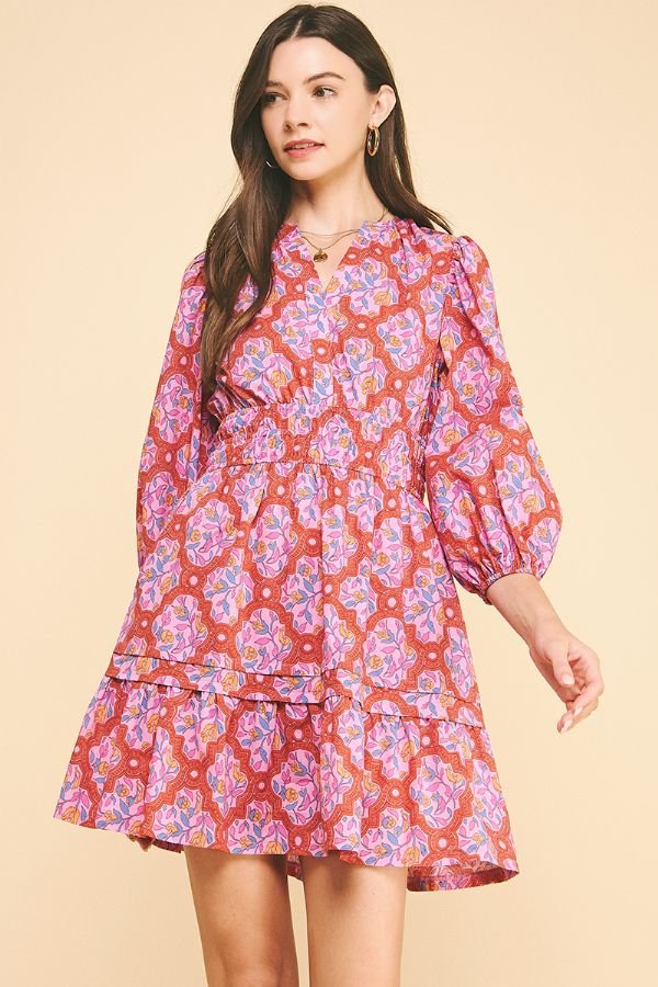 Floral Print Mini Dress w/Side Pockets - Pinch