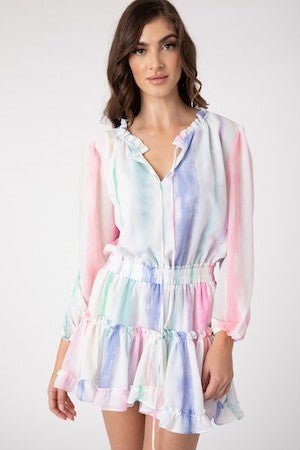 Freya Dress Watercolor Rainbow - Lush Lemon - Women's Clothing - Sincerely Ours - 12819