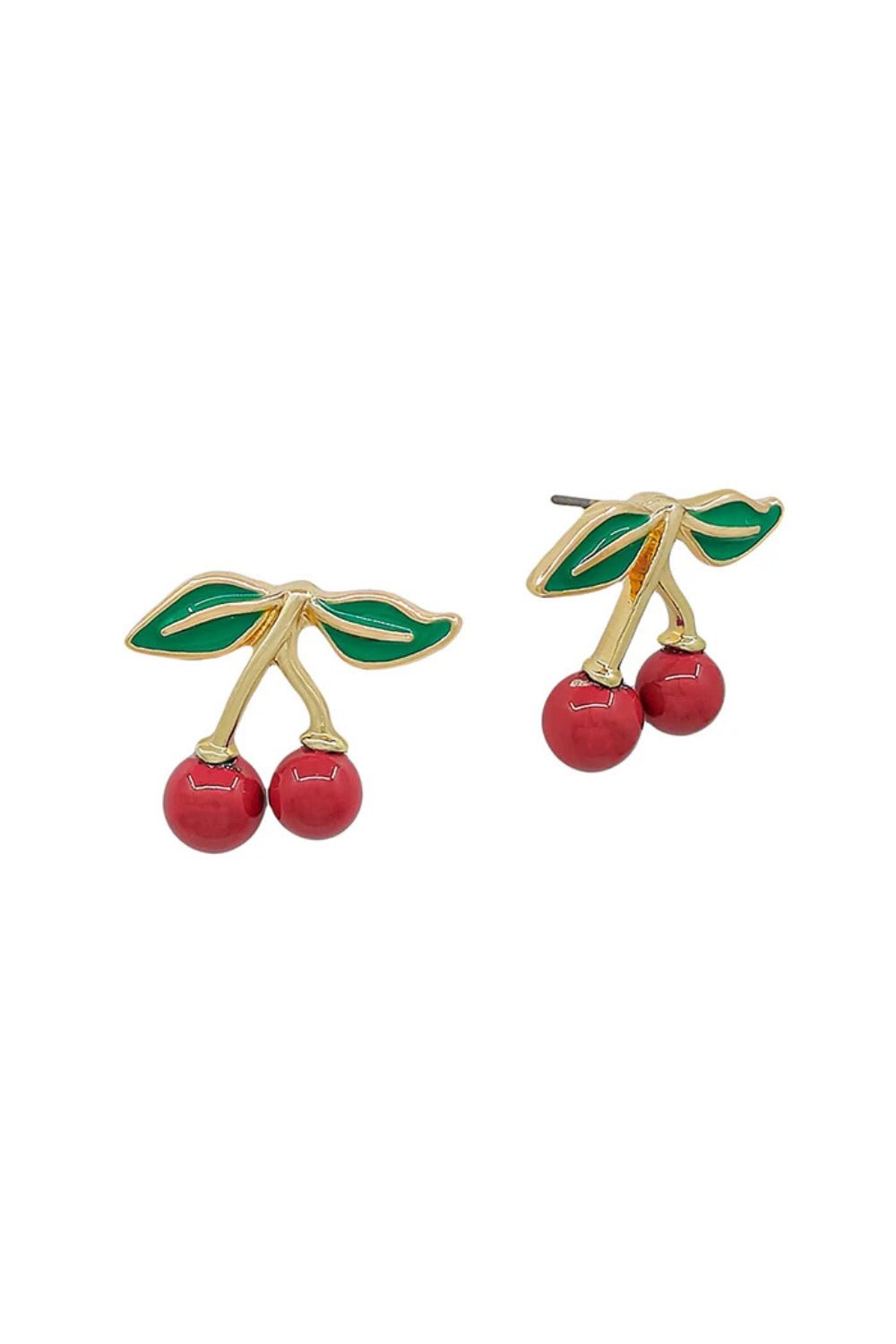 Gold Cherry Stud Earring - Lush Lemon - Women's Accessories - Whats Hot Jewelry - 67464071001117