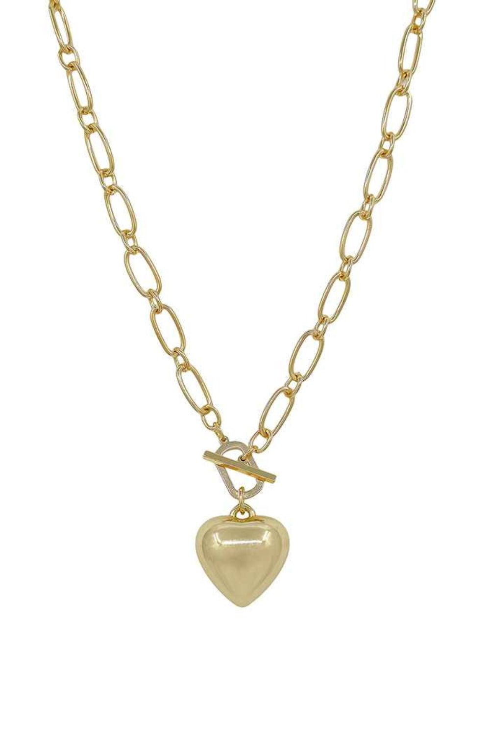 Gold Puffy Heart Chain Necklace - Lush Lemon - Women's Accessories - Whats Hot Jewelry - 77066591028125