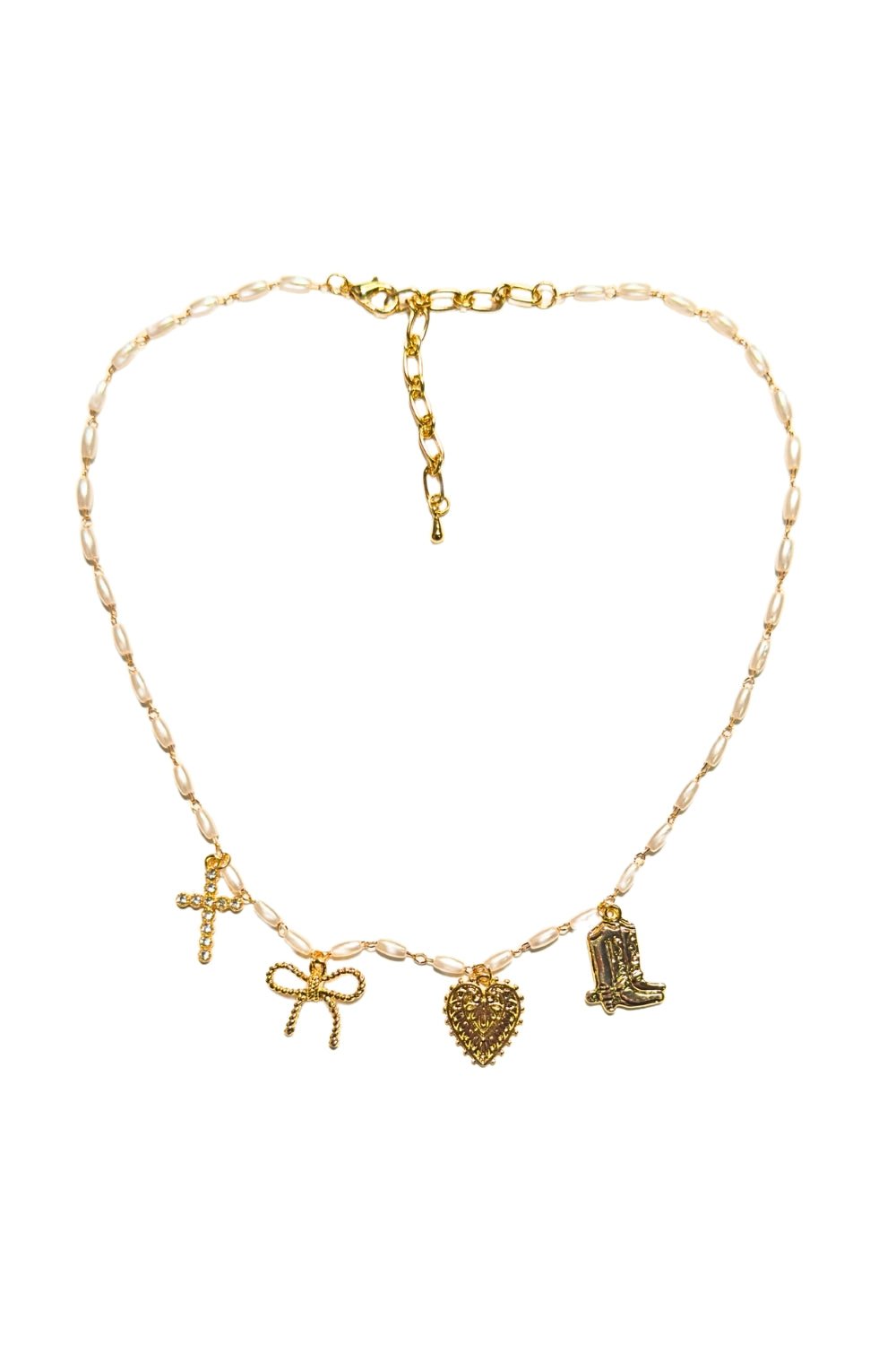 Gold Rice Pearl Charm Necklace - Lush Lemon - Women's Accessories - Whats Hot Jewelry - 80054491030365