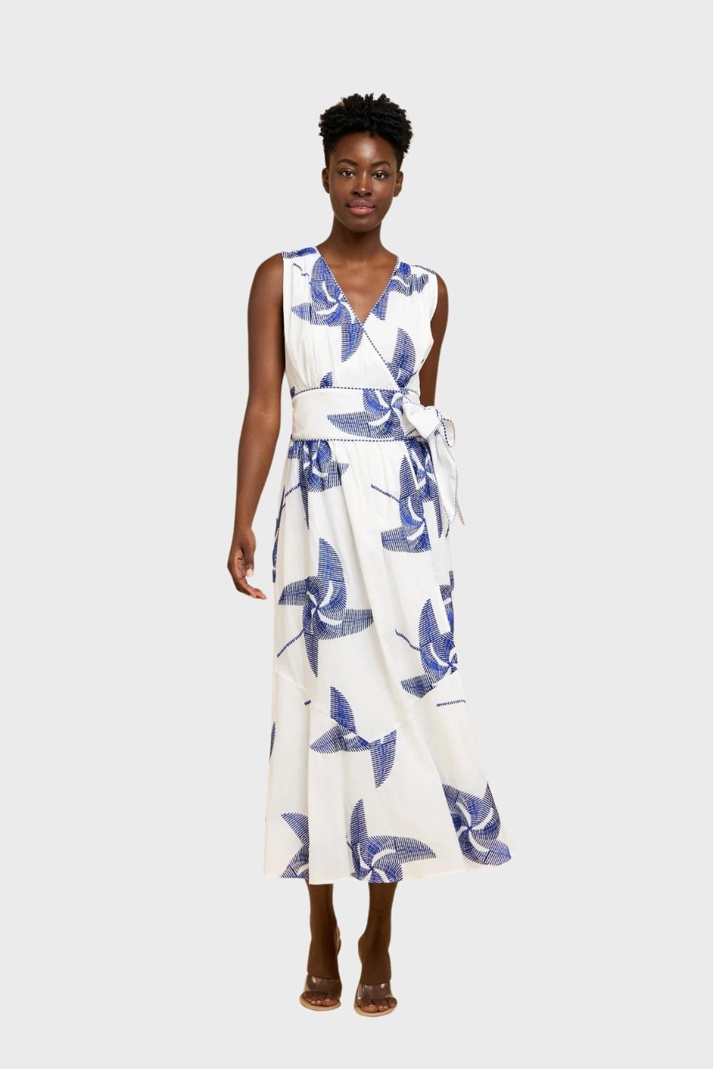Kaiden Embroidered Pinwheel Maxi Wrap Dress