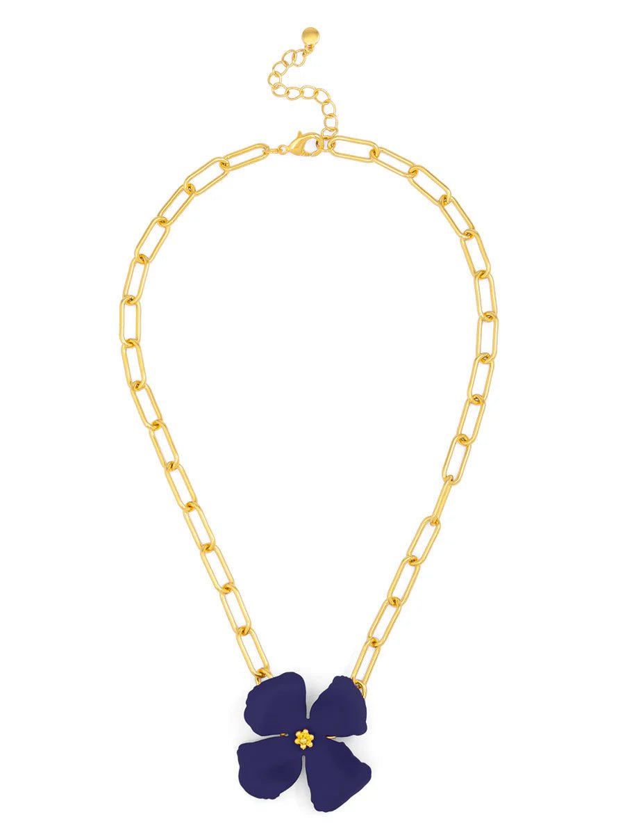 Matte Collar Link Flower Necklace - Lush Lemon - Women's Accessories - Zenzii - 2910291011