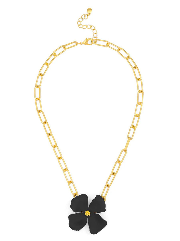 Matte Collar Link Flower Necklace - Lush Lemon - Women's Accessories - Zenzii - 2910291022