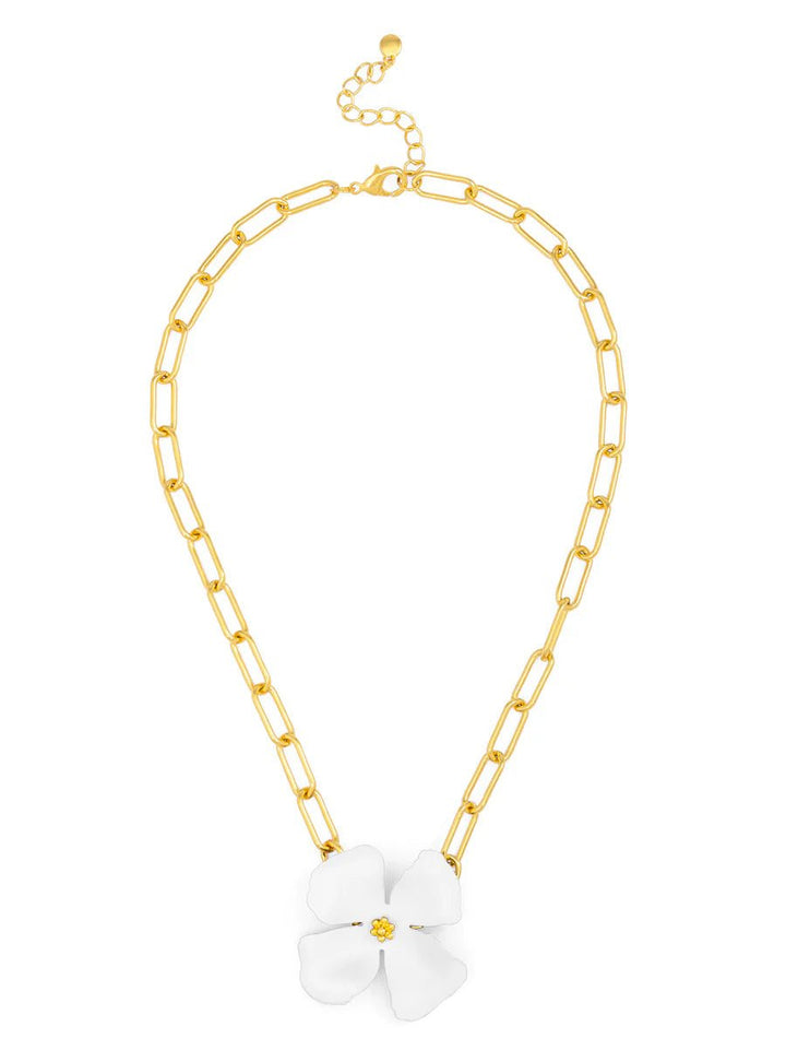 Matte Collar Link Flower Necklace - Lush Lemon - Women's Accessories - Zenzii - 2910291033