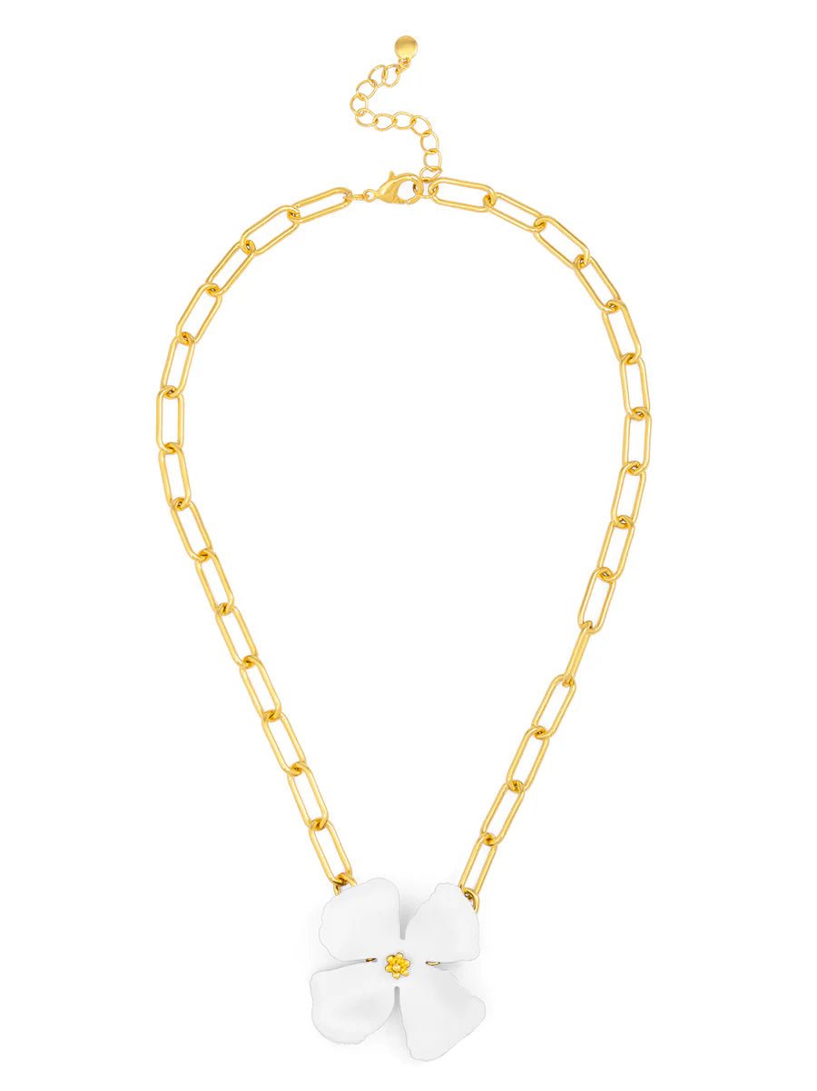 Matte Collar Link Flower Necklace - Lush Lemon - Women's Accessories - Zenzii - 2910291033
