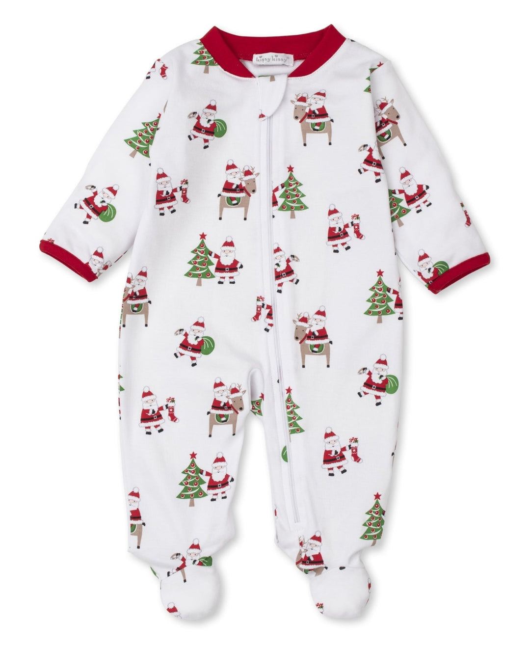 Merry Santas Zip Footie - Lush Lemon - Children's Clothing - Kissy Kissy - 10247