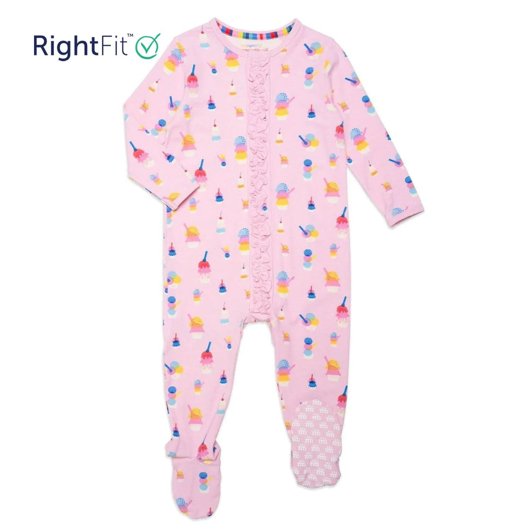 Pink Sundae Funday W/Ruffles Magnetic Footie - Lush Lemon - Children's Clothing - Magnetic Me - 840318774374