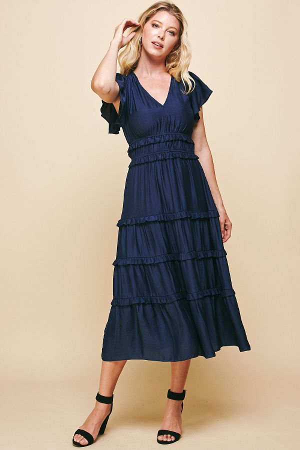knee length dresses for ladies Ruffle Tiered Midi Dress - Pinch