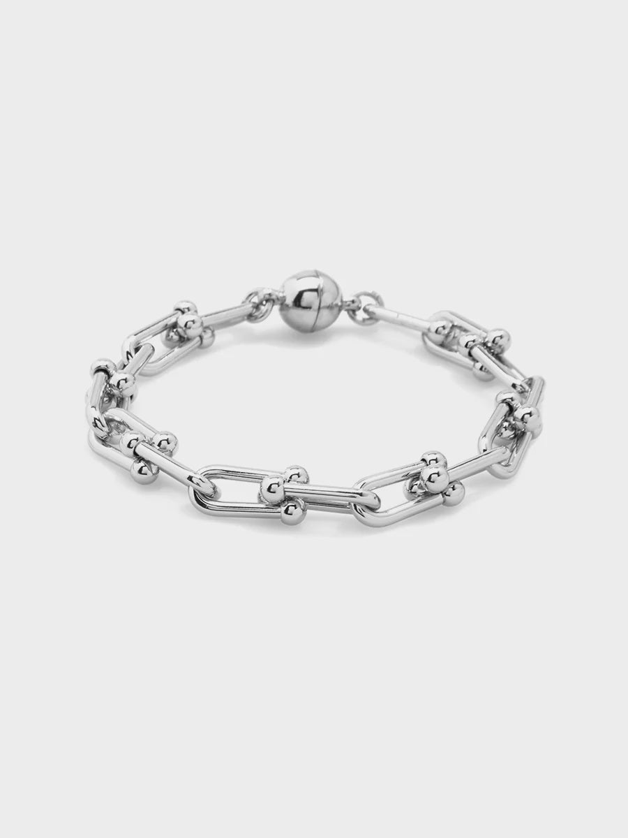 Shiny Metal Link Bracelet W/Magnetic Closure - Lush Lemon - Women's Accessories - Zenzii - 11544