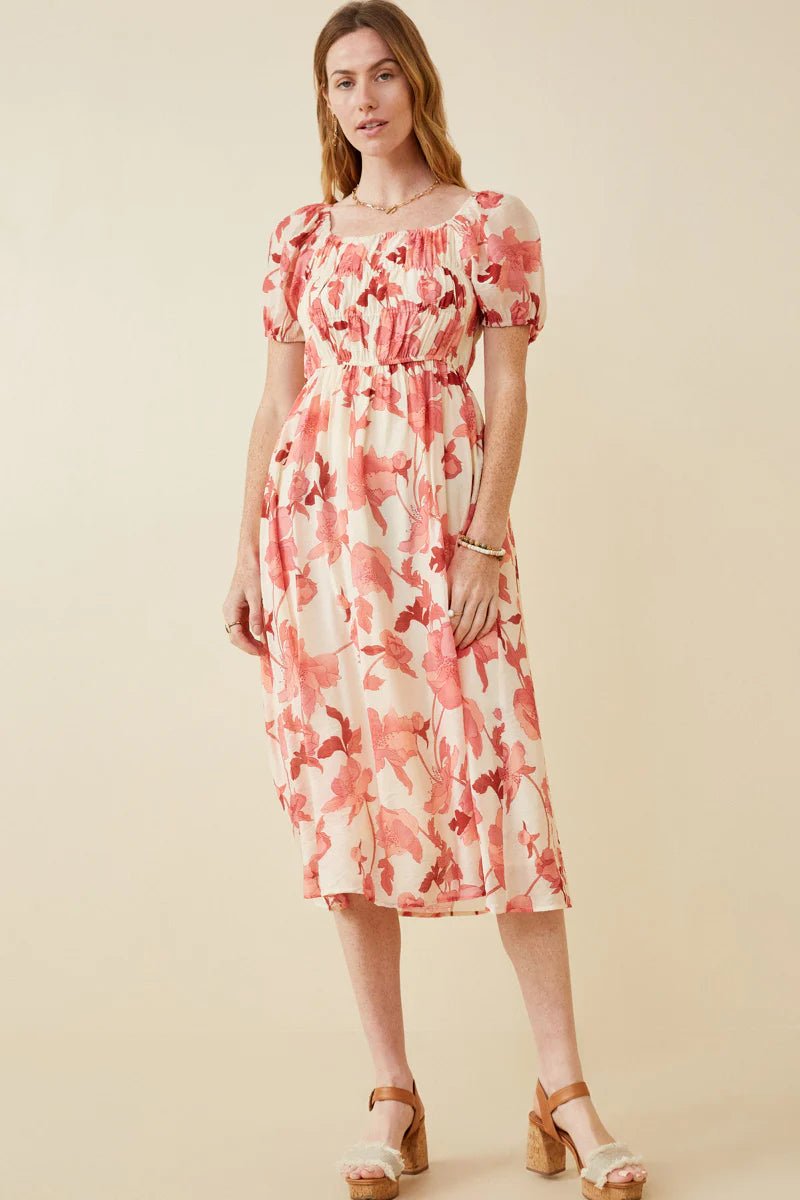 Smocked Square Neck Dress - Lush Lemon - Women's Clothing - Hayden - 6914691411