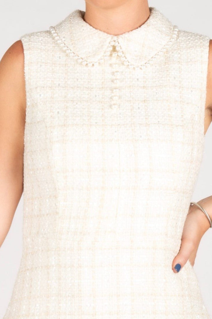 Vinny Tweed Mini Dress - Lush Lemon - Women's Clothing - Sincerely Ours - 2410062410061