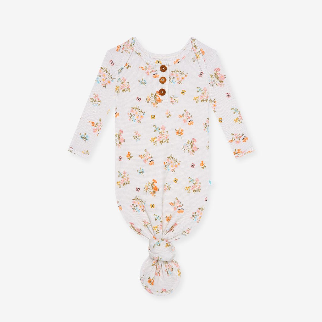 Clemence Wood Button Knotted Gown - Lush Lemon - Children's Clothing - Posh Peanut - 196137285233