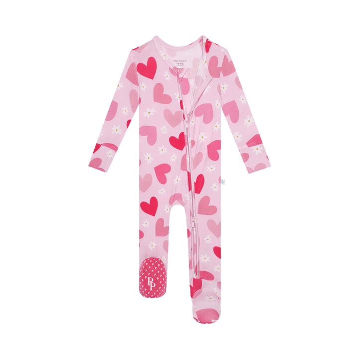 Daisy Love Footie Zippered One Piece - Lush Lemon - Posh Peanut - 196137316821