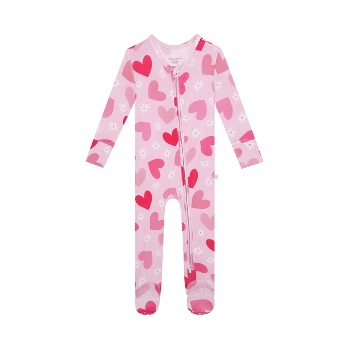 Daisy Love Footie Zippered One Piece - Lush Lemon - Posh Peanut - 196137316821