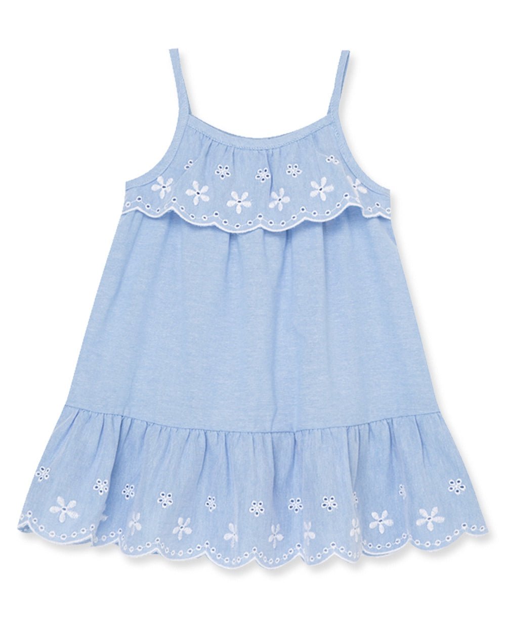 Embroidered Blue Sundress - Little Me