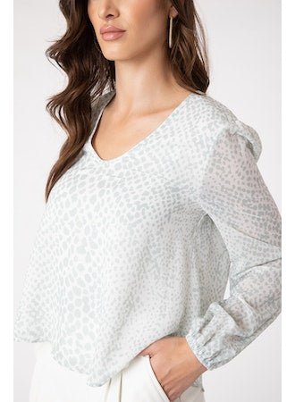 Jordana Top Mint Python - Lush Lemon - Women's Clothing - Sincerely Ours - 12808