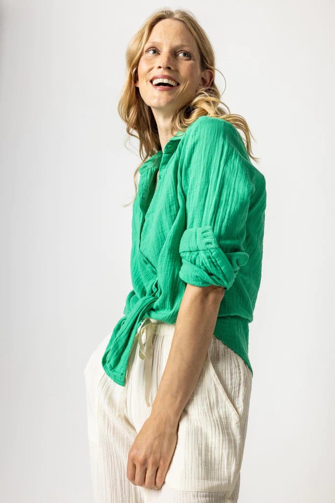 Long Sleeve Button Down Graden - Lush Lemon - Women's Clothing - Lilla P - 886288507222