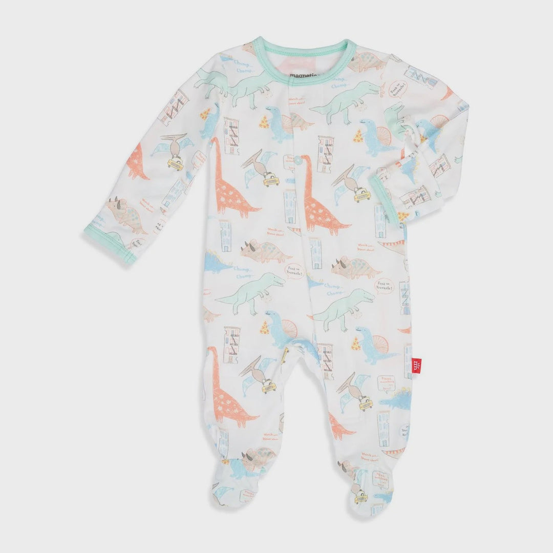 Modal Door Dash Dino Magnetic Footie - Lush Lemon - Children's Clothing - Magnetic Me - 840318702544