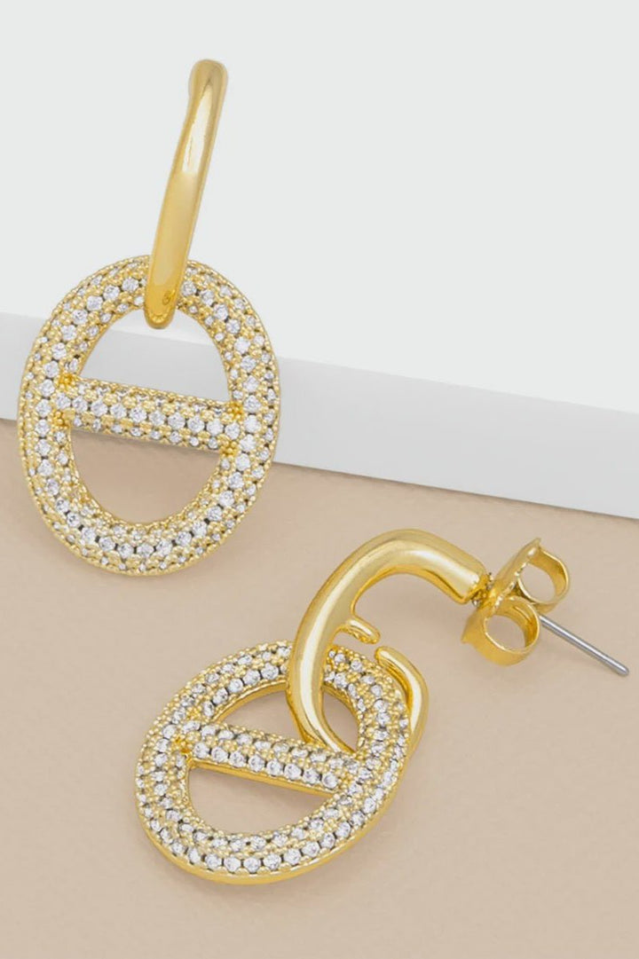Pavé Mariner Link Drop Earring - Lush Lemon - Women's Accessories - Zenzii - 12882