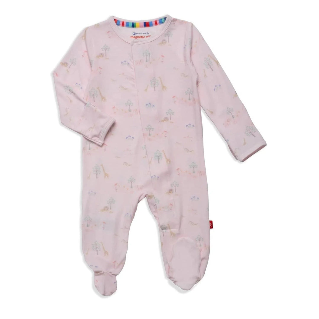 Pink Serene Safari Modal Magnetic Footie - Lush Lemon - Children's Clothing - Magnetic Me - 840318764023