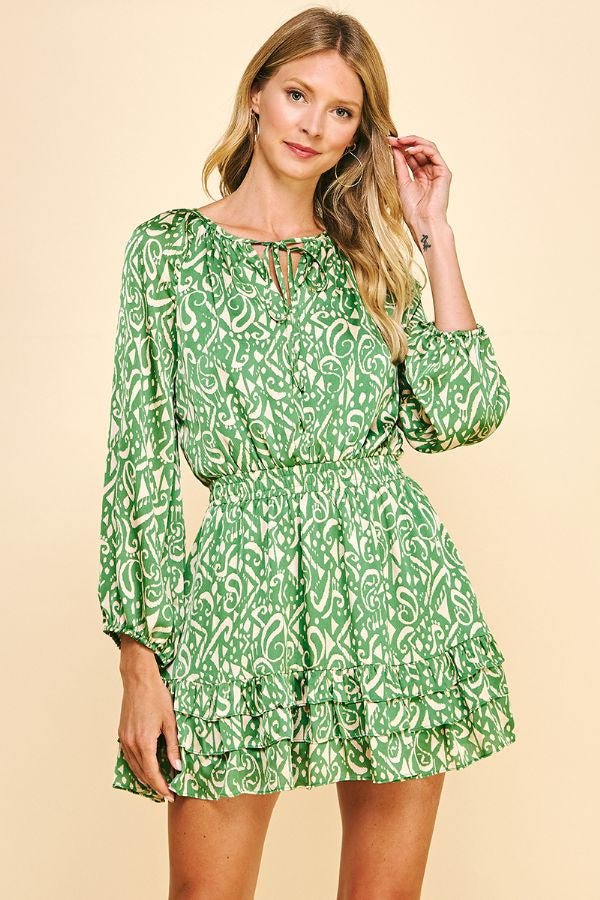 slim fit dress slacks Print Satin Tiered Mini Dress - Pinch