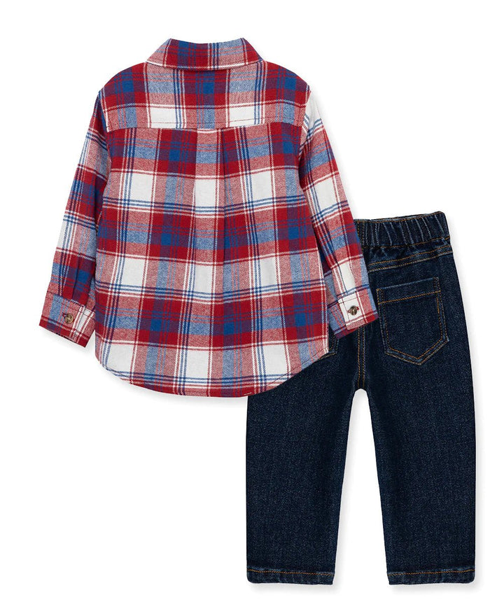 Red Plaid Woven Set - Lush Lemon - Children's Clothing - Little Me - 745644988825