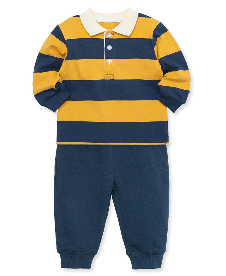 Rugby LS Polo Set - Lush Lemon - Children's Clothing - Little Me - 745644969527