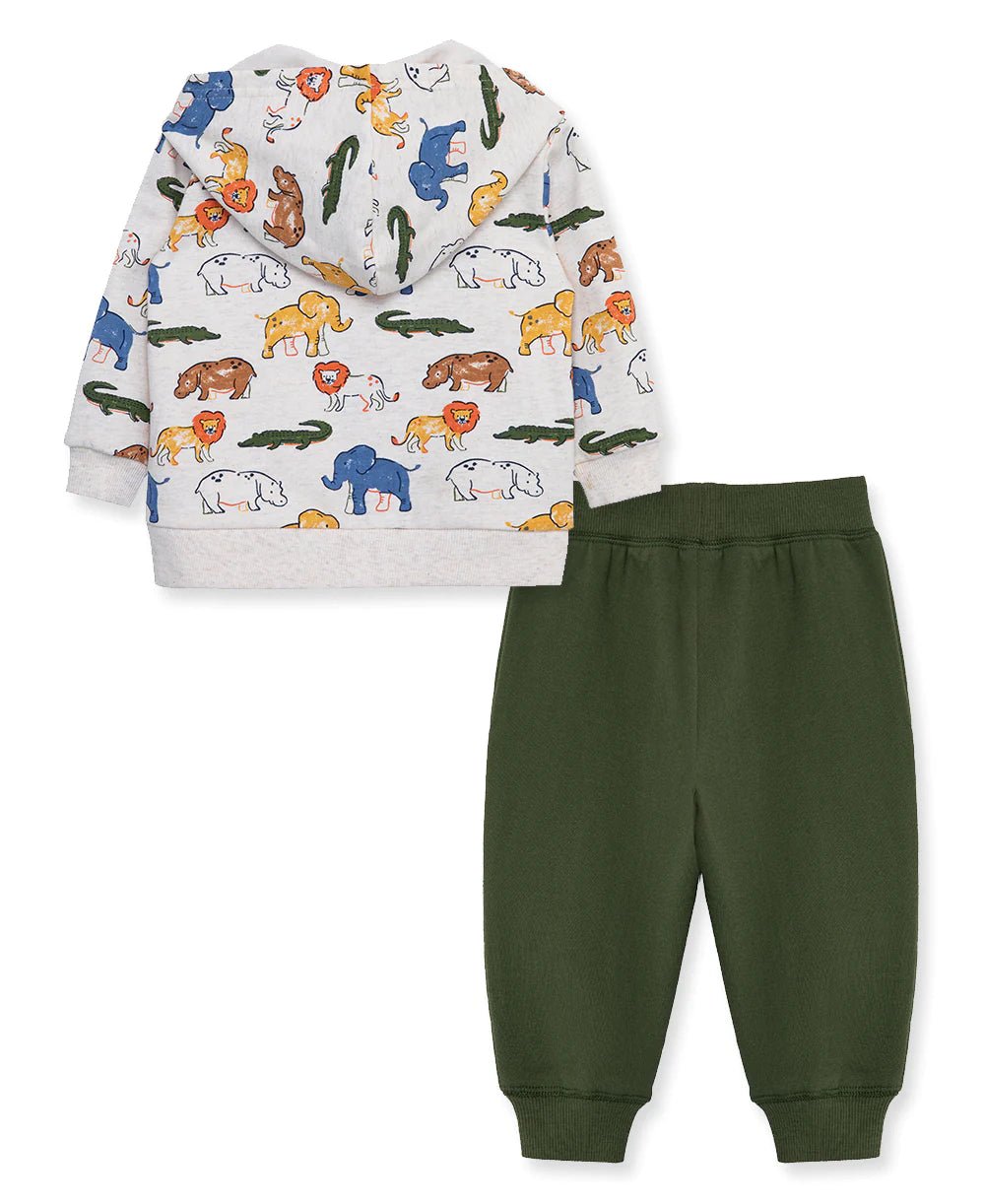 Safari 2Pc Hoodie Set - Lush Lemon - Children's Clothing - Little Me - 745644989532