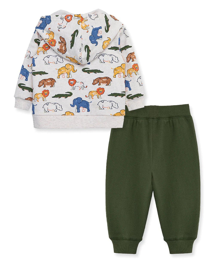 Safari 2Pc Hoodie Set - Lush Lemon - Children's Clothing - Little Me - 745644989532