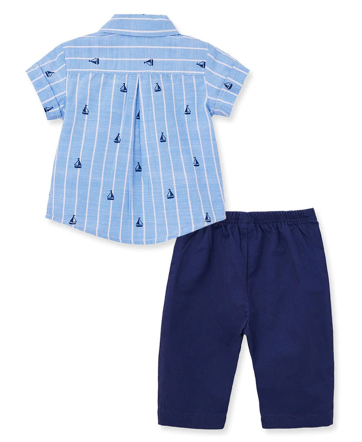 Sailboat Woven Pant Set - Lush Lemon - Children's Clothing - Little Me - 745644896861