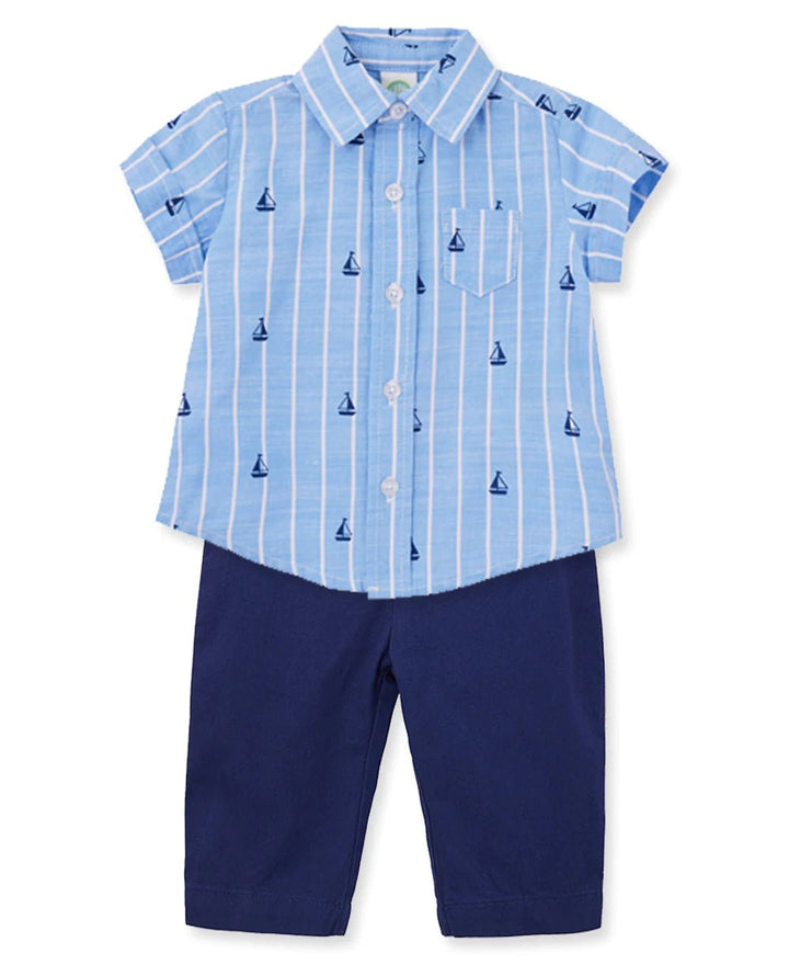 Sailboat Woven Pant Set - Lush Lemon - Children's Clothing - Little Me - 745644896861