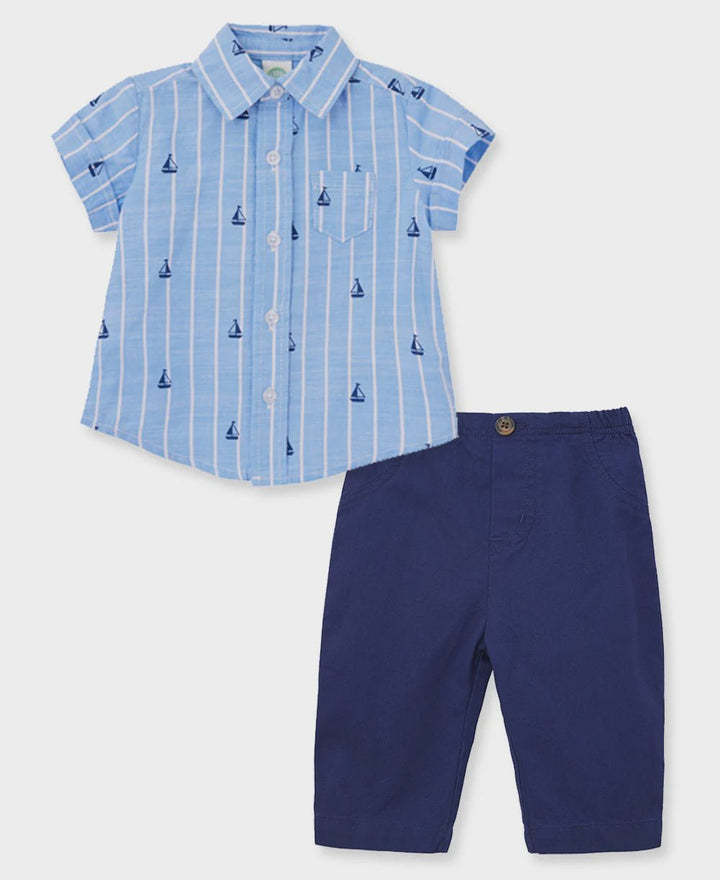Sailboat Woven Pant Set - Lush Lemon - Children's Clothing - Little Me - 745644896861