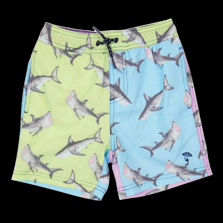 Shark Block Water Appearing Boys Swim Trunk - Lush Lemon - Children's Clothing - Shade Critters - 841713114055