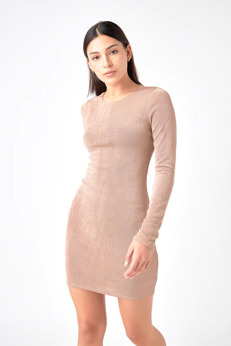 Grey Lab - Slinky Mini Dress Taupe Grey / M Grey Lab - Slinky Mini Dress Taupe Grey / M