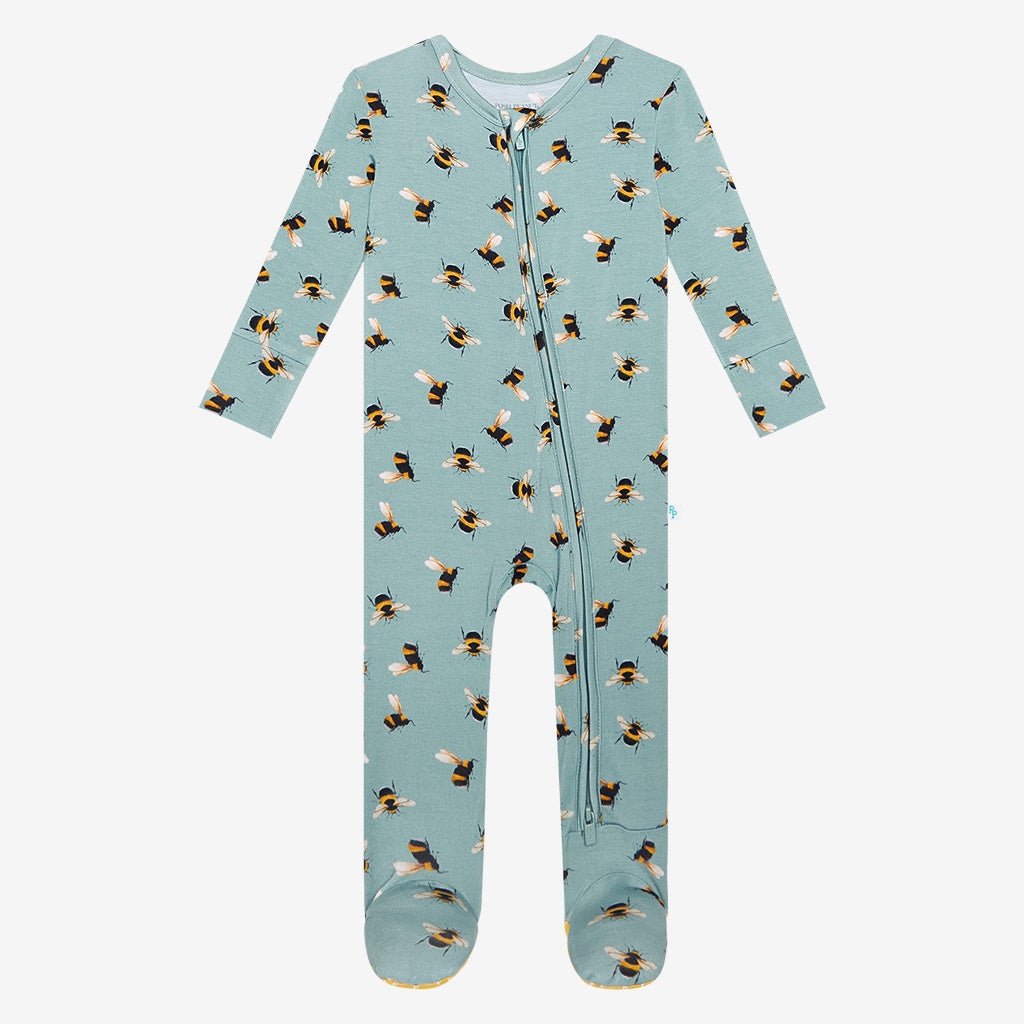 Spring Bee Footie Zippered One Piece - Lush Lemon - Children's Clothing - Posh Peanut - 196137207303