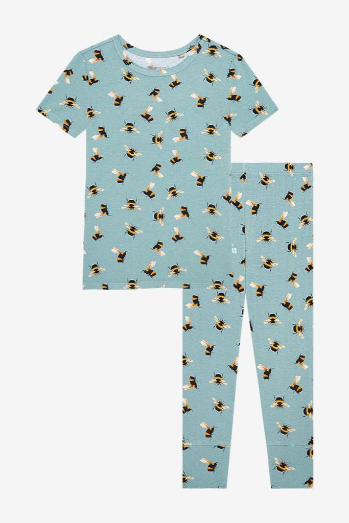 Spring Bee Short Sleeve Basic Pajama - Lush Lemon - Children's Clothing - Posh Peanut - 196137207457