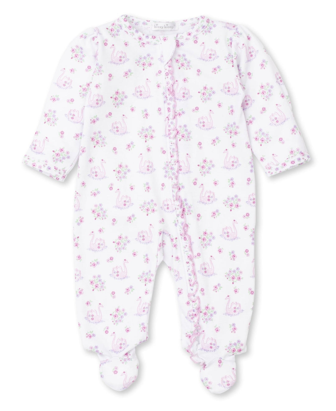 Swan Blossoms Zip Footie - Lush Lemon - Children's Clothing - Kissy Kissy - 10237