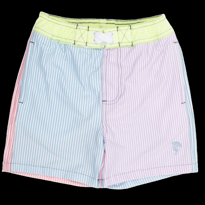 Swim Trunk Boys Seersucker Colorblock - Lush Lemon - Children's Clothing - Shade Critters - 841713199519