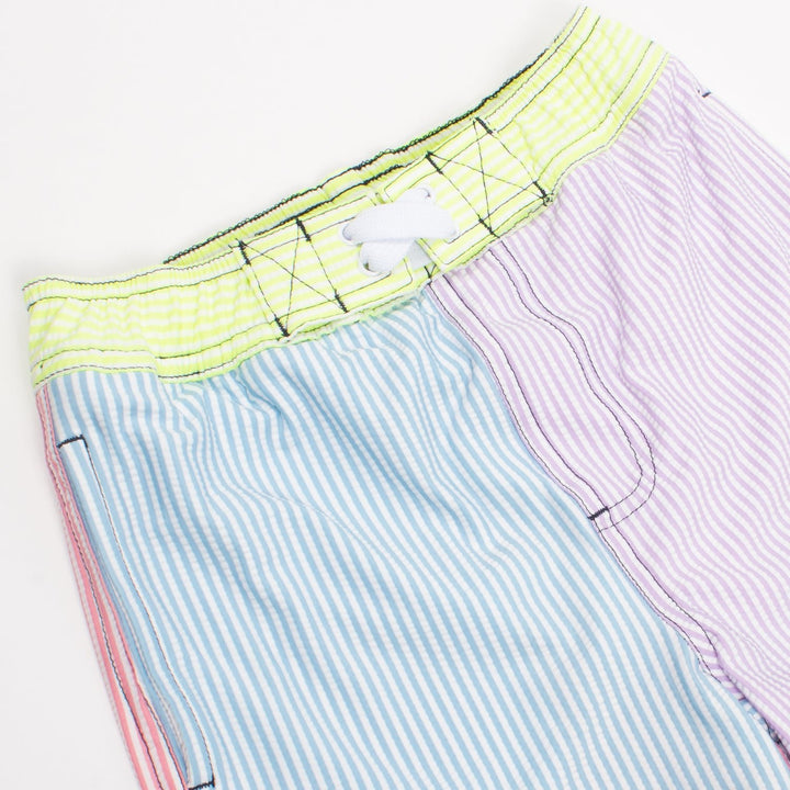 Swim Trunk Boys Seersucker Colorblock - Lush Lemon - Children's Clothing - Shade Critters - 841713199519