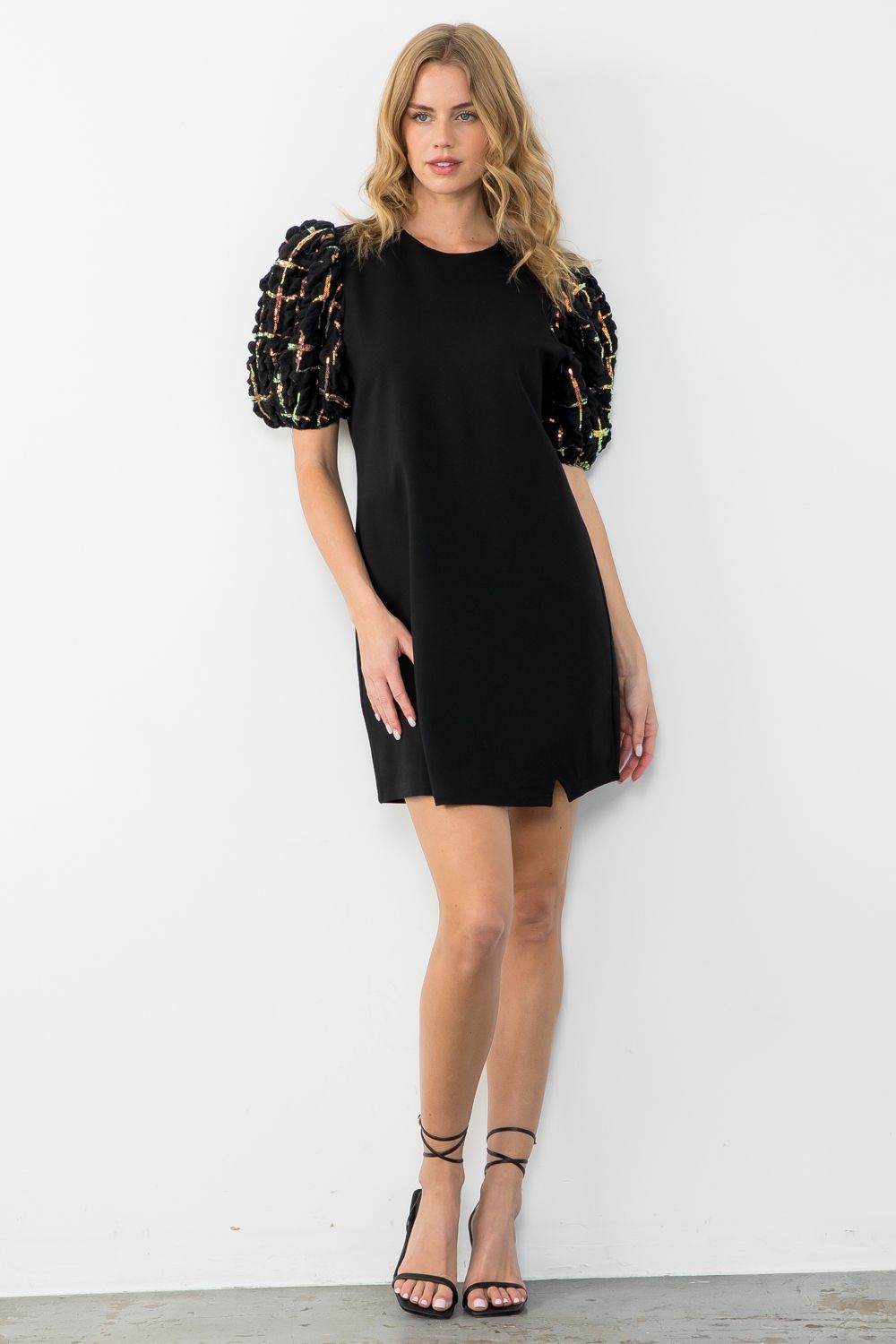 Textured Puff Sleeve Dress - Thml